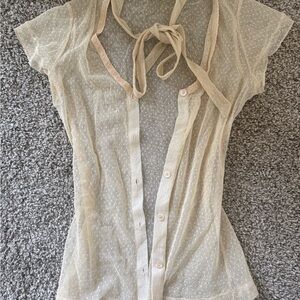 Elegant butter yellow Sheer Blouse